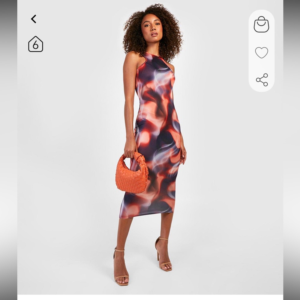 Boohoo Abstract Racer Midi Dress - Red and Blue